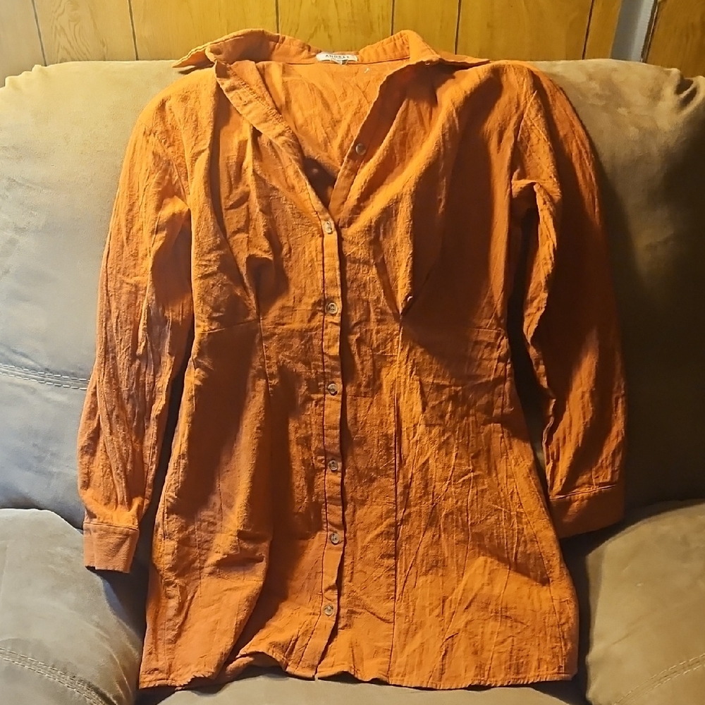 Andree Burnt Orange Long Sleeve Dress